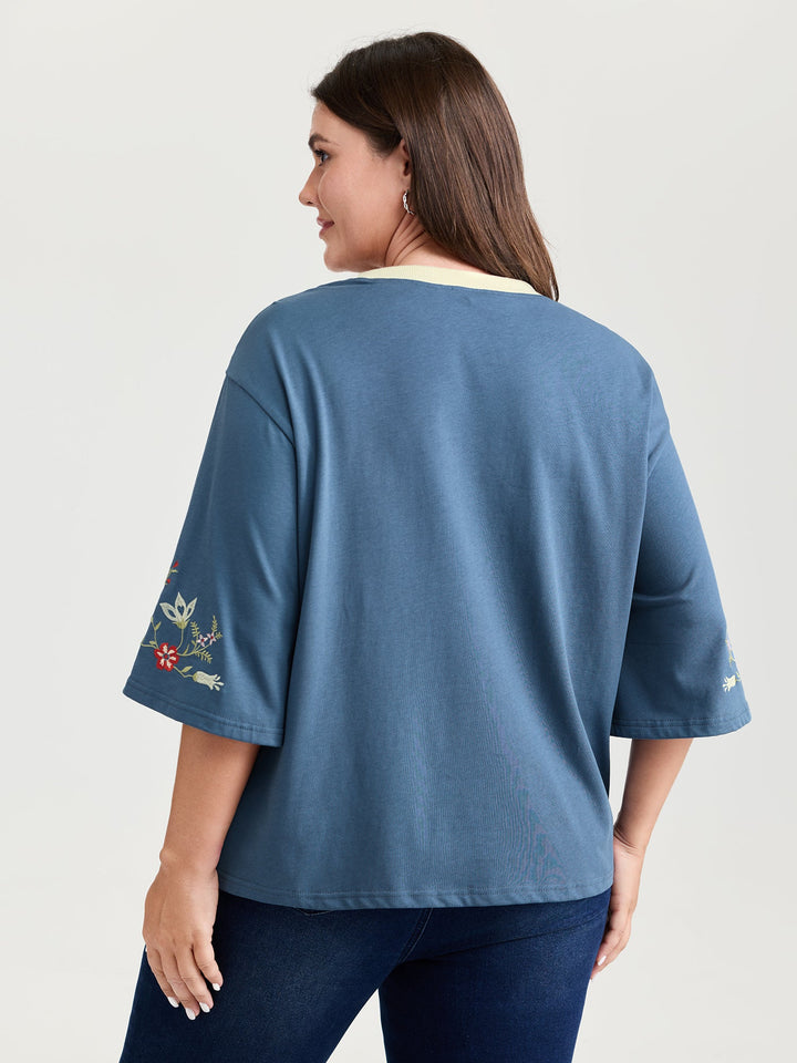 Cotton Football Pattern Colorful Drop-Shoulder T-Shirt