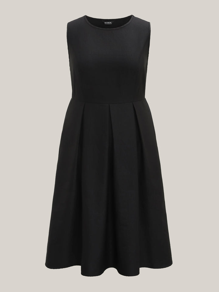 Classic Woven Inner Pleated Midi Dress