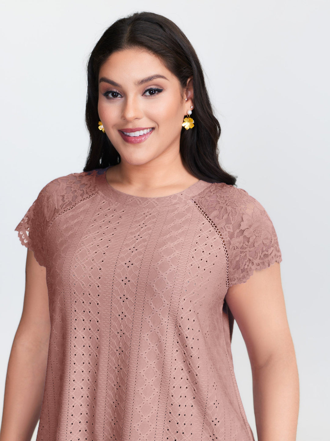 Lace Trim Back-Tie T-Shirt