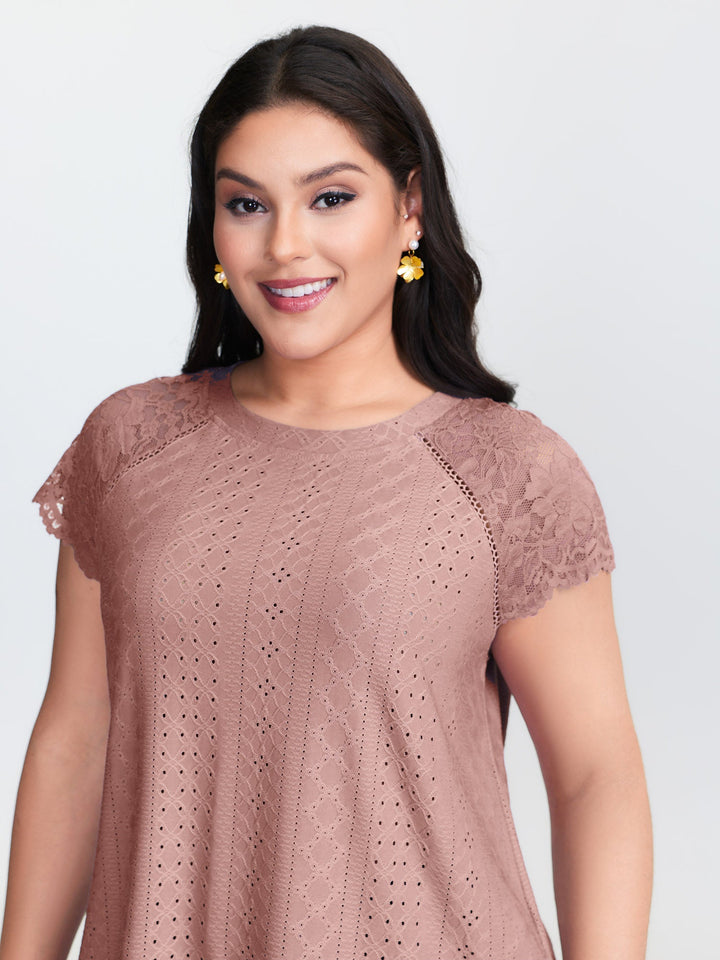 Lace Trim Back-Tie T-Shirt