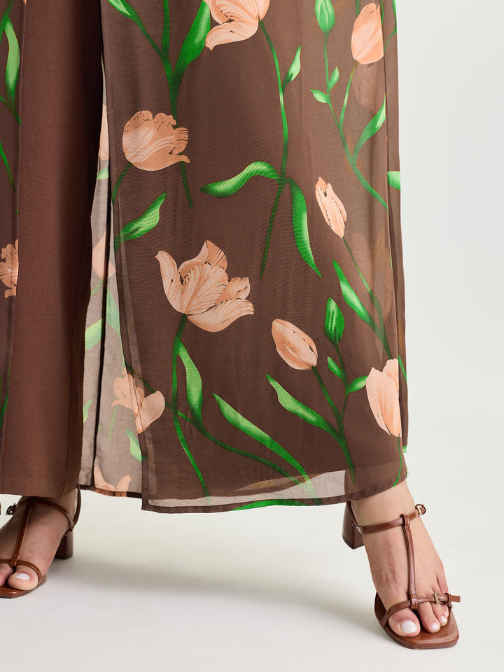 Hidden Zipper Floral Layered Pockets Jumpsuit