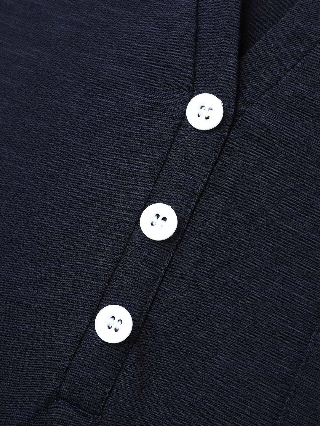 Solid Split Neck Button Detail T-Shirt