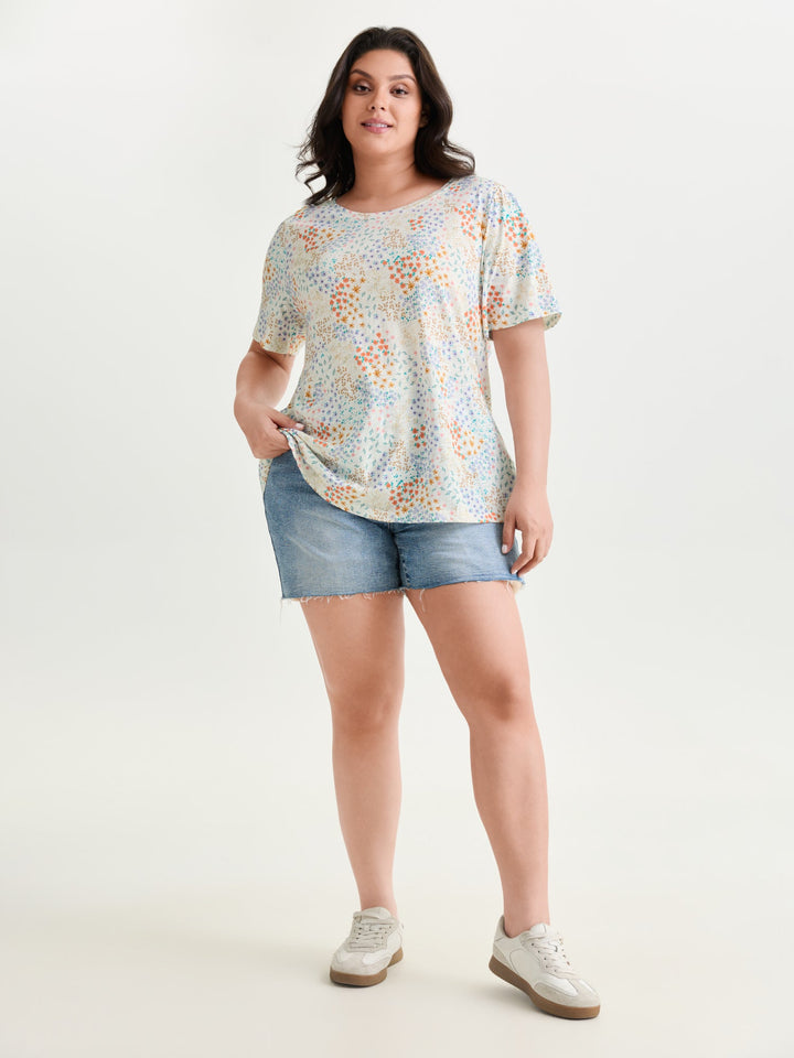Pure Cotton Dense Floral Print T-Shirt