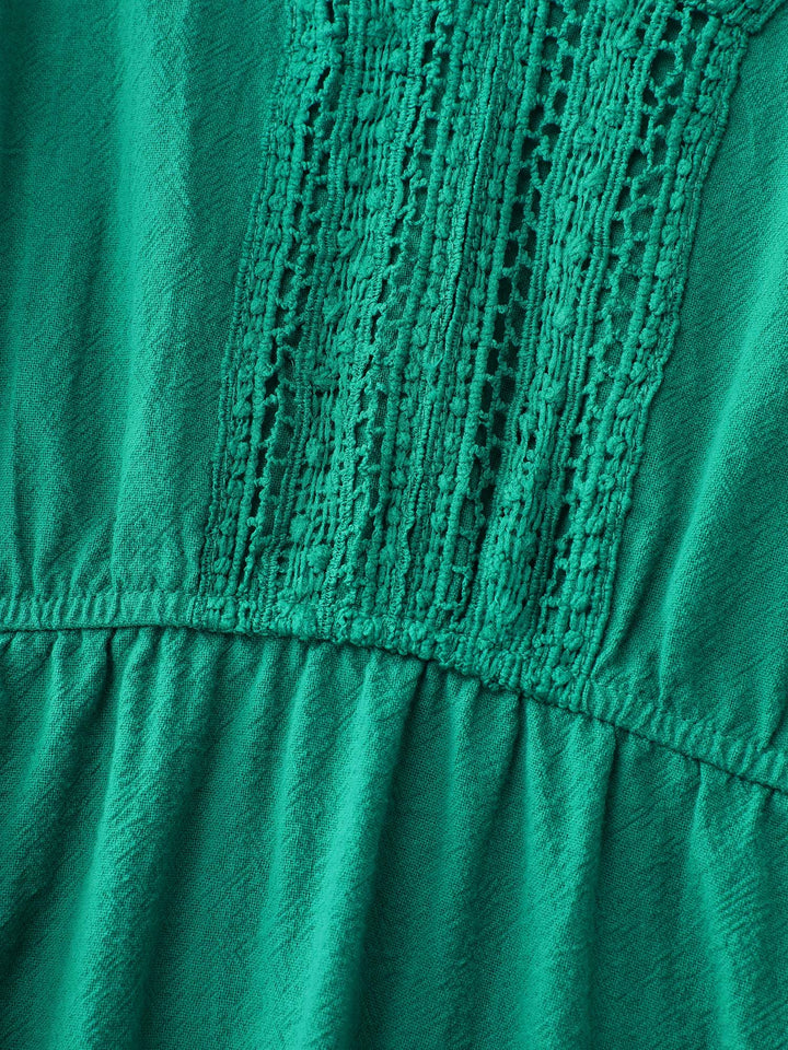 Pure Cotton Lace Trim V-Neck Mini Dress