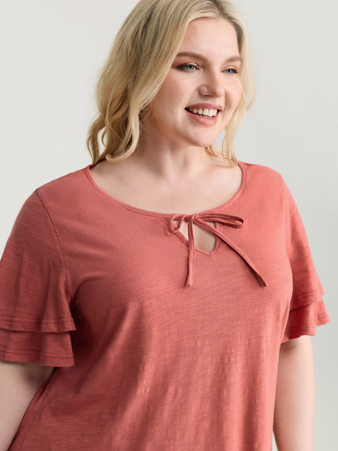 Pure Cotton Stretchy Layered Sleeve T-Shirt
