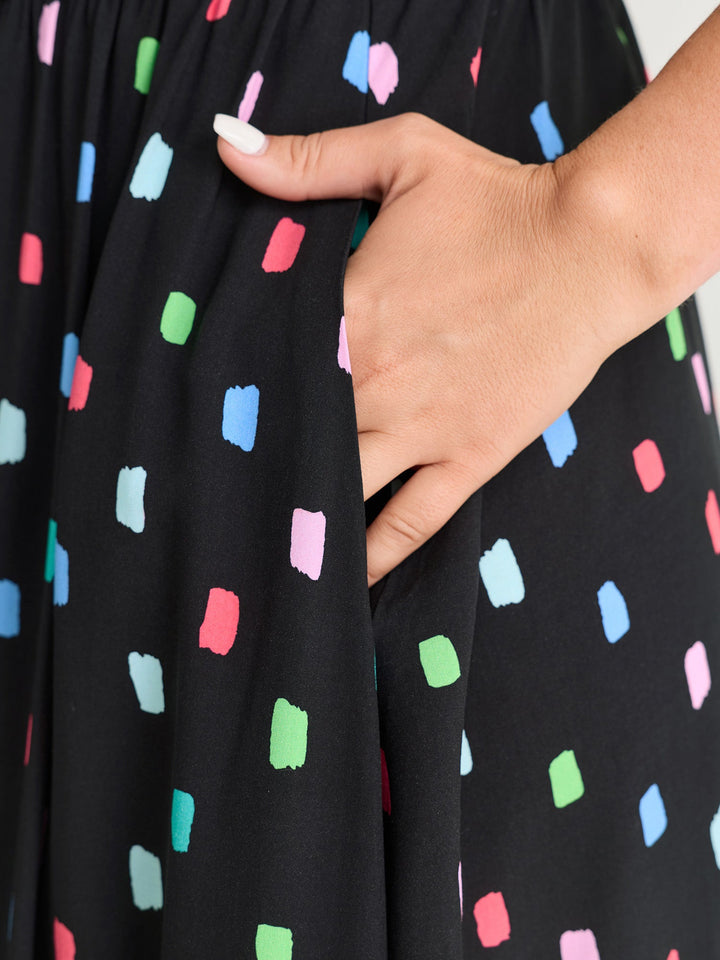 Colorful Geometric Print Cami Midi Dress