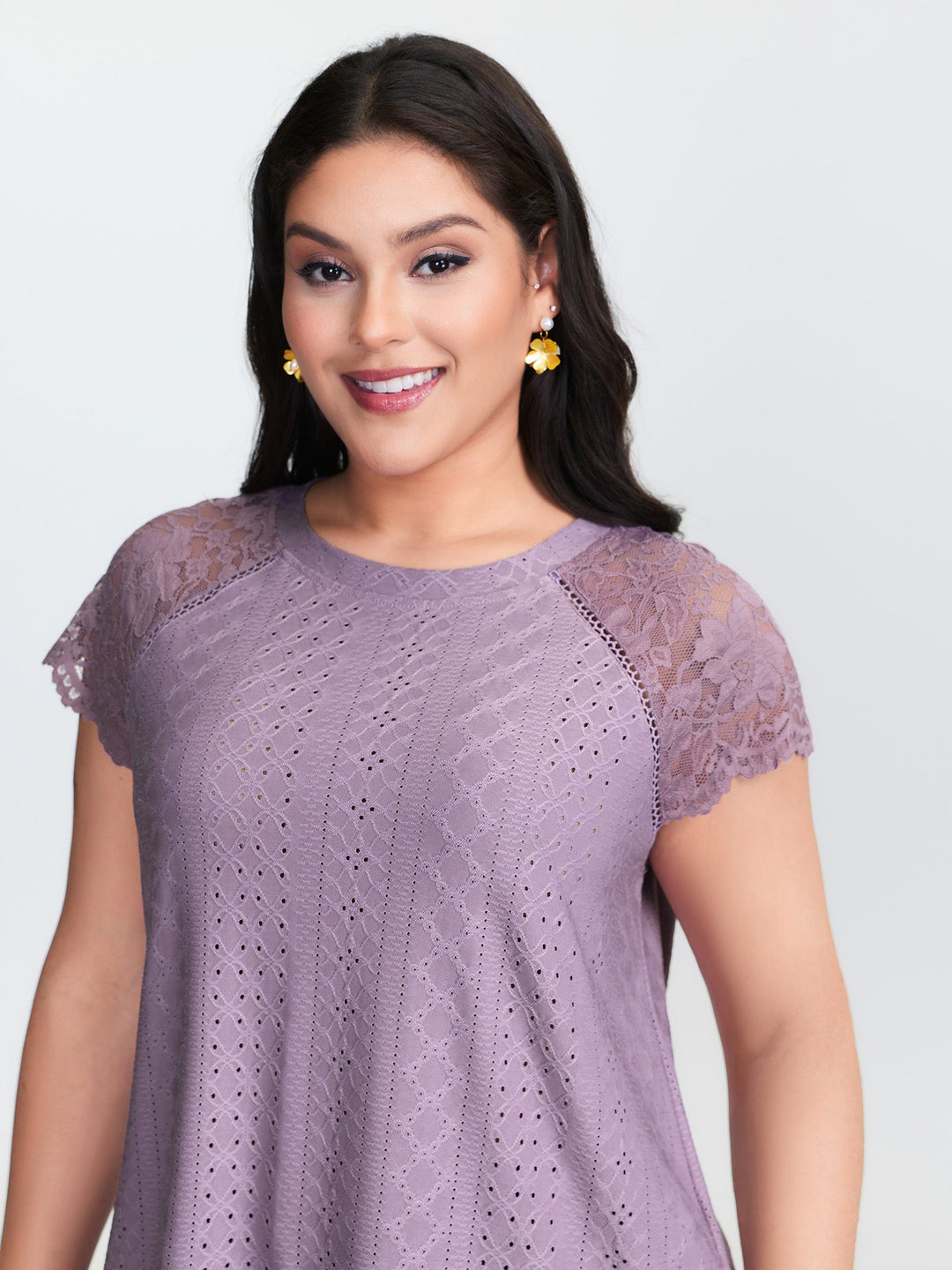 Lace Trim Back-Tie T-Shirt