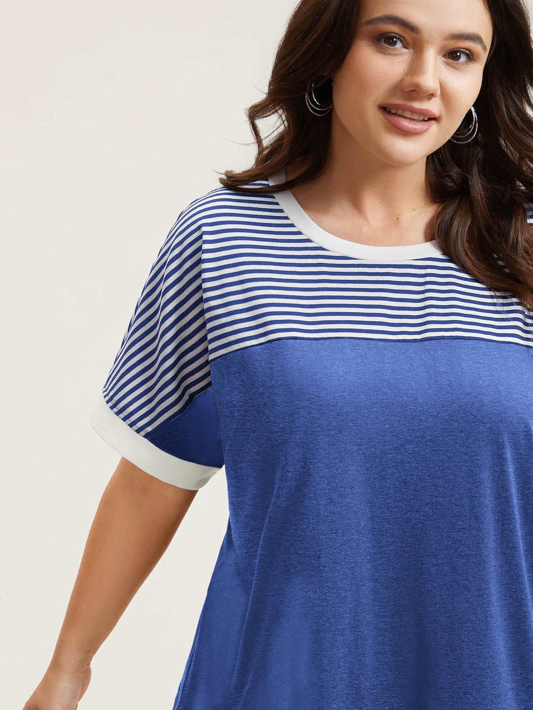 Solid and Striped Contrast Hem T-Shirt
