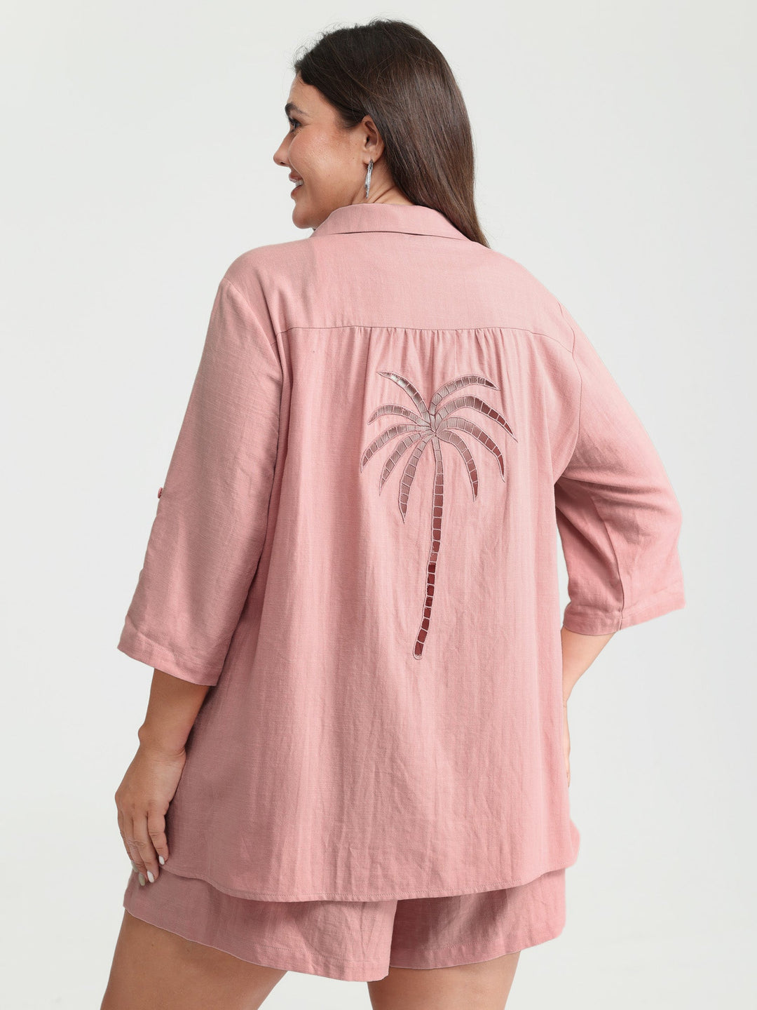 Tropical Embroidered Button-Down Shirt