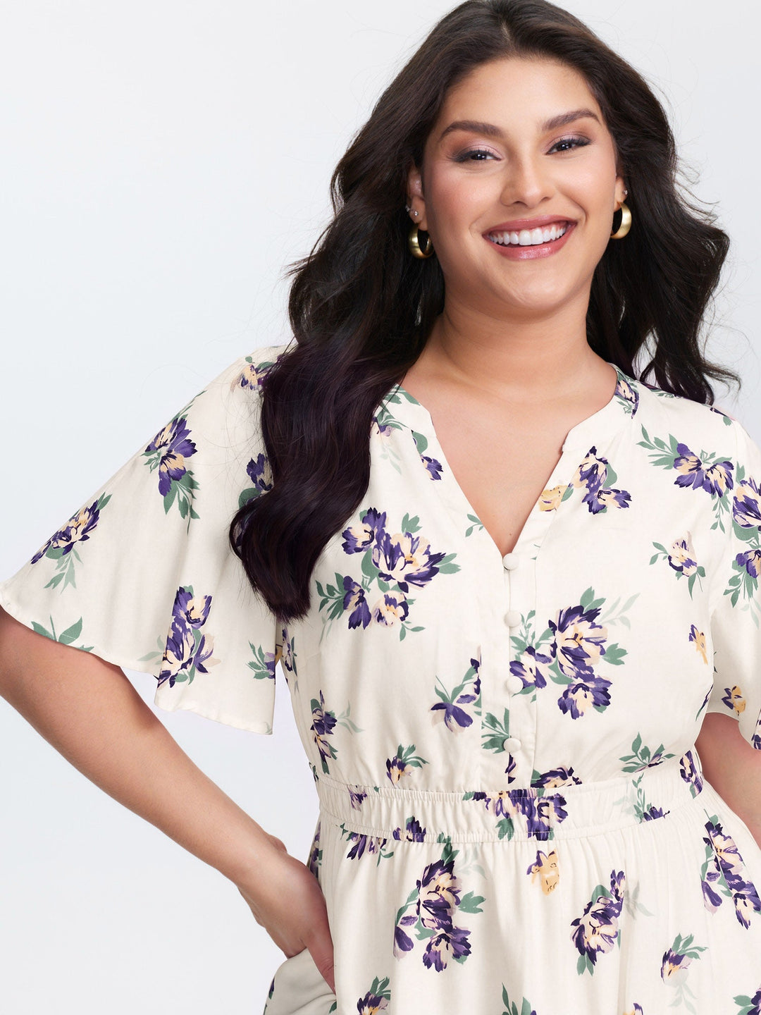 Supersoft Rose Print V-Neck Blouse
