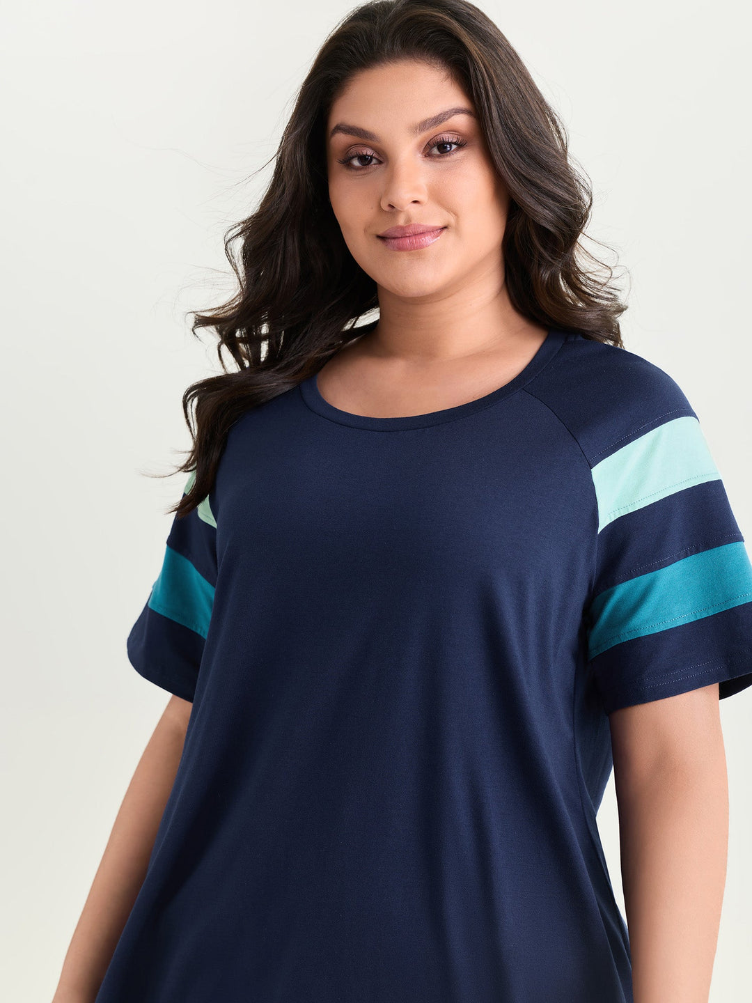 Supersoft Colorblock Sleeve Round Neck T-Shirt