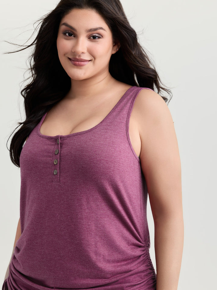 Supersoft Drawstring Ruched Scoop Neckline Tank Top