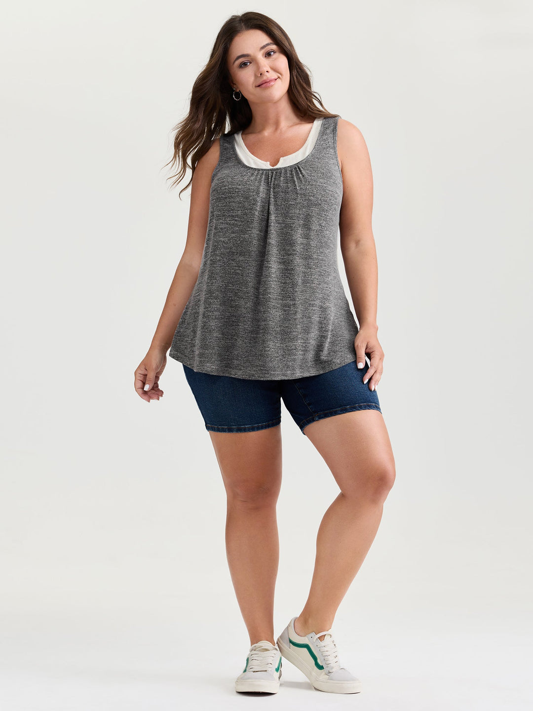 Supersoft Scoop Neckline Color Contrast Tank Top