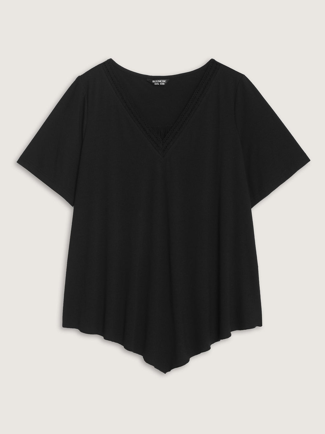 Supersoft Stretchy Draped Lace Trim Plain T-Shirt