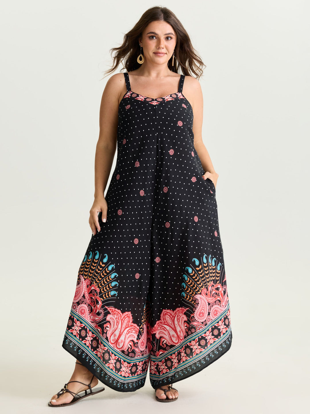 Boho Print Asymmetrical Hem Jumpsuit