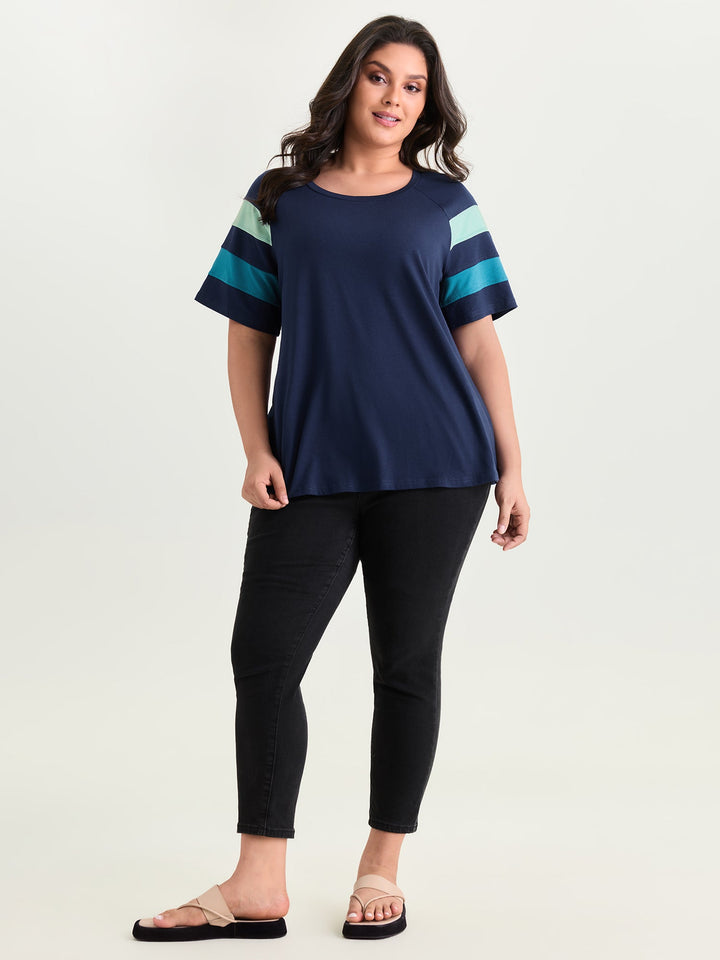 Supersoft Colorblock Sleeve Round Neck T-Shirt
