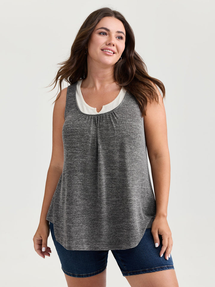 Supersoft Scoop Neckline Color Contrast Tank Top