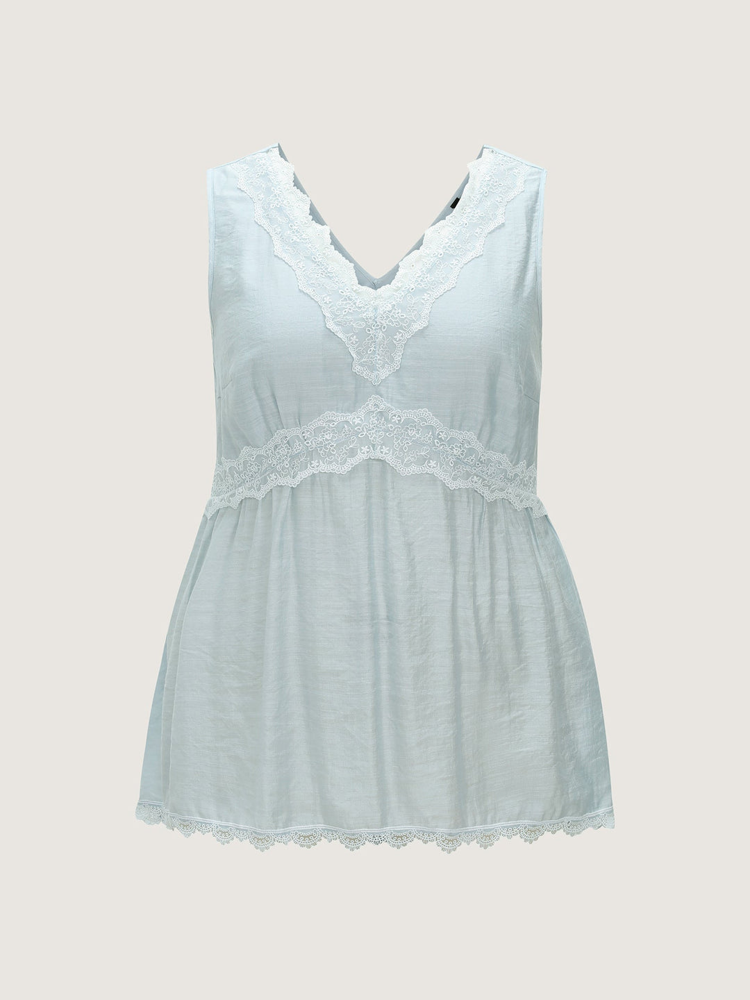 Lace Neckline Plain Blouse