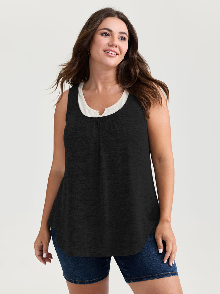 Supersoft Scoop Neckline Color Contrast Tank Top