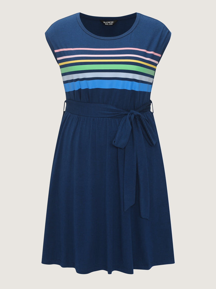 Supersoft Colorful Striped Print Mini Dress