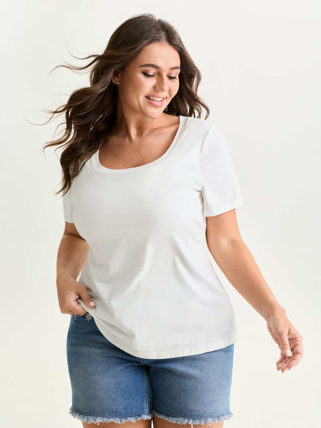 Supersoft Supportive Bra Square Neckline Fitted T-Shirt
