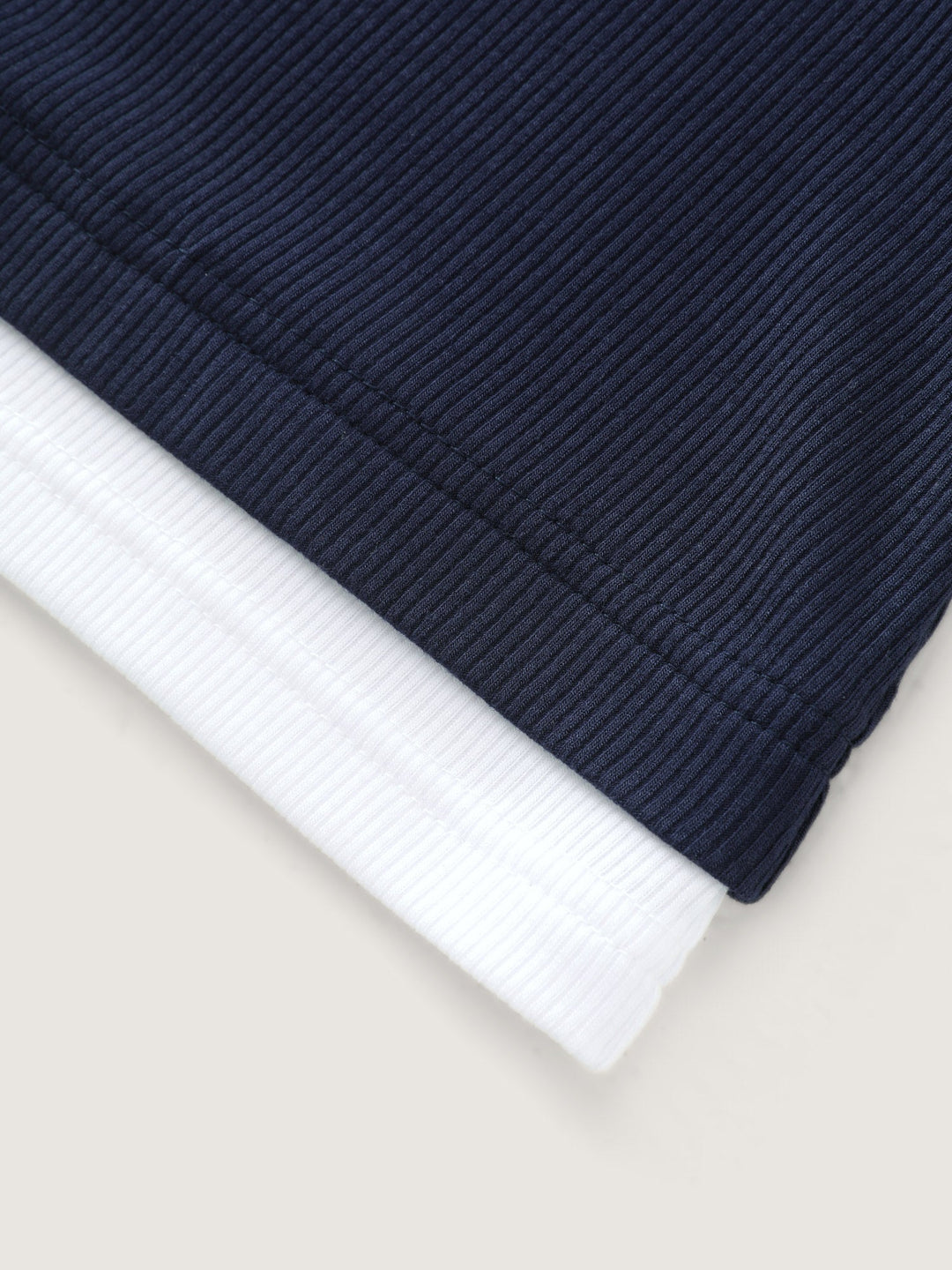 Color Contrast Layered Split Neck T-Shirt