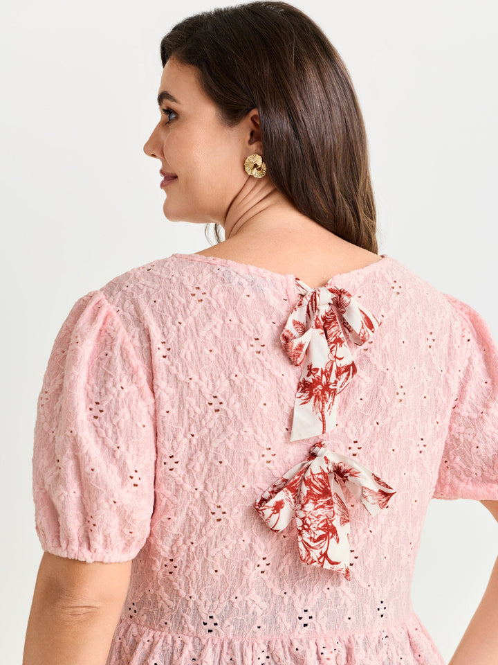 Back Bow Tie Textured Top