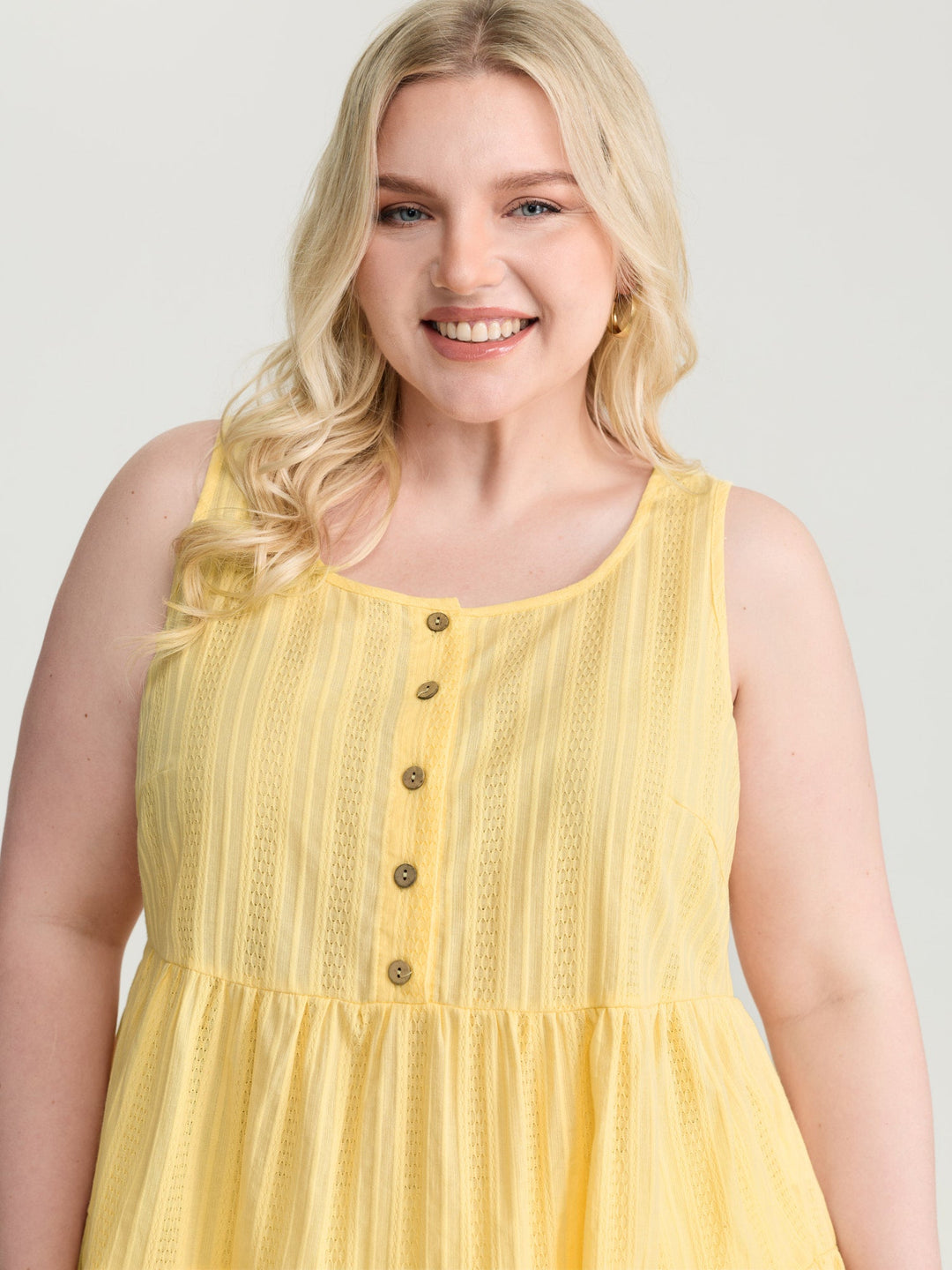 Pure Cotton Textured Tiered Tank Top