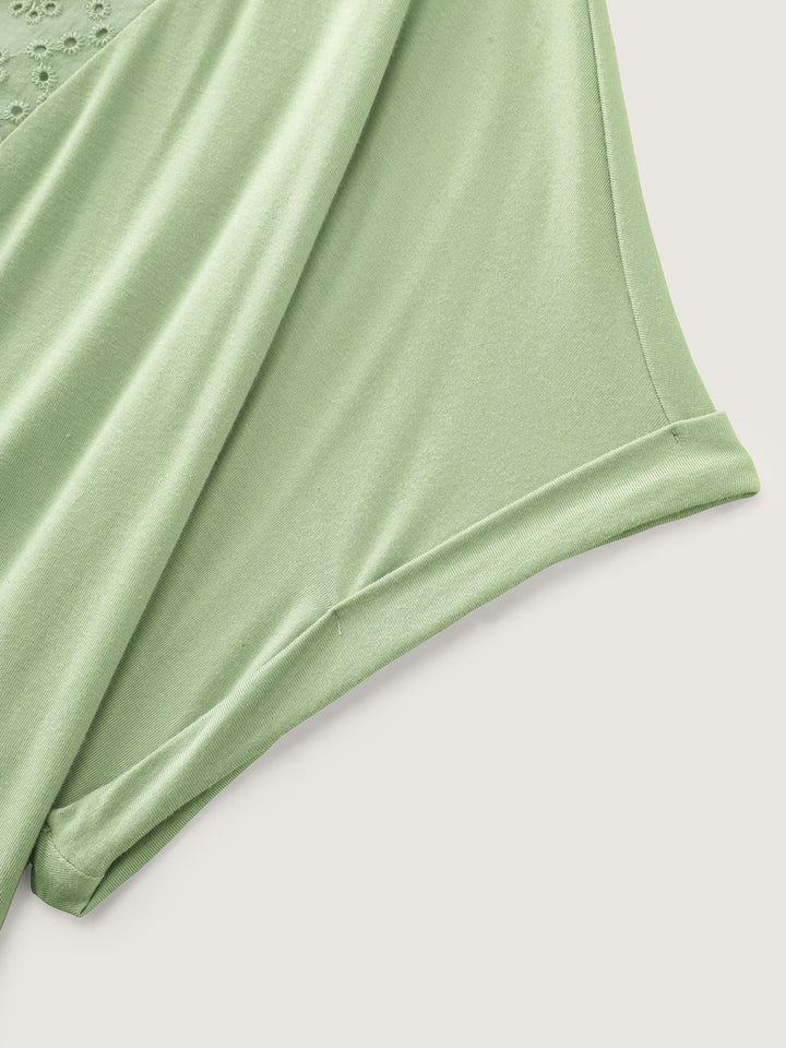 Textured Cut Out V-Neck T-Shirt