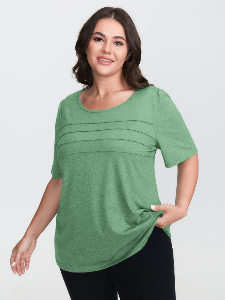Seamed Round Neck Fitted T-Shirt