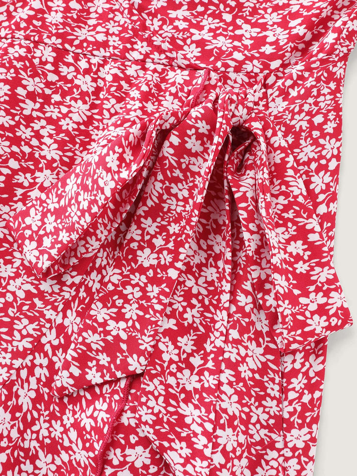 Ditsy Floral Print Flared Sleeve Maxi Dress