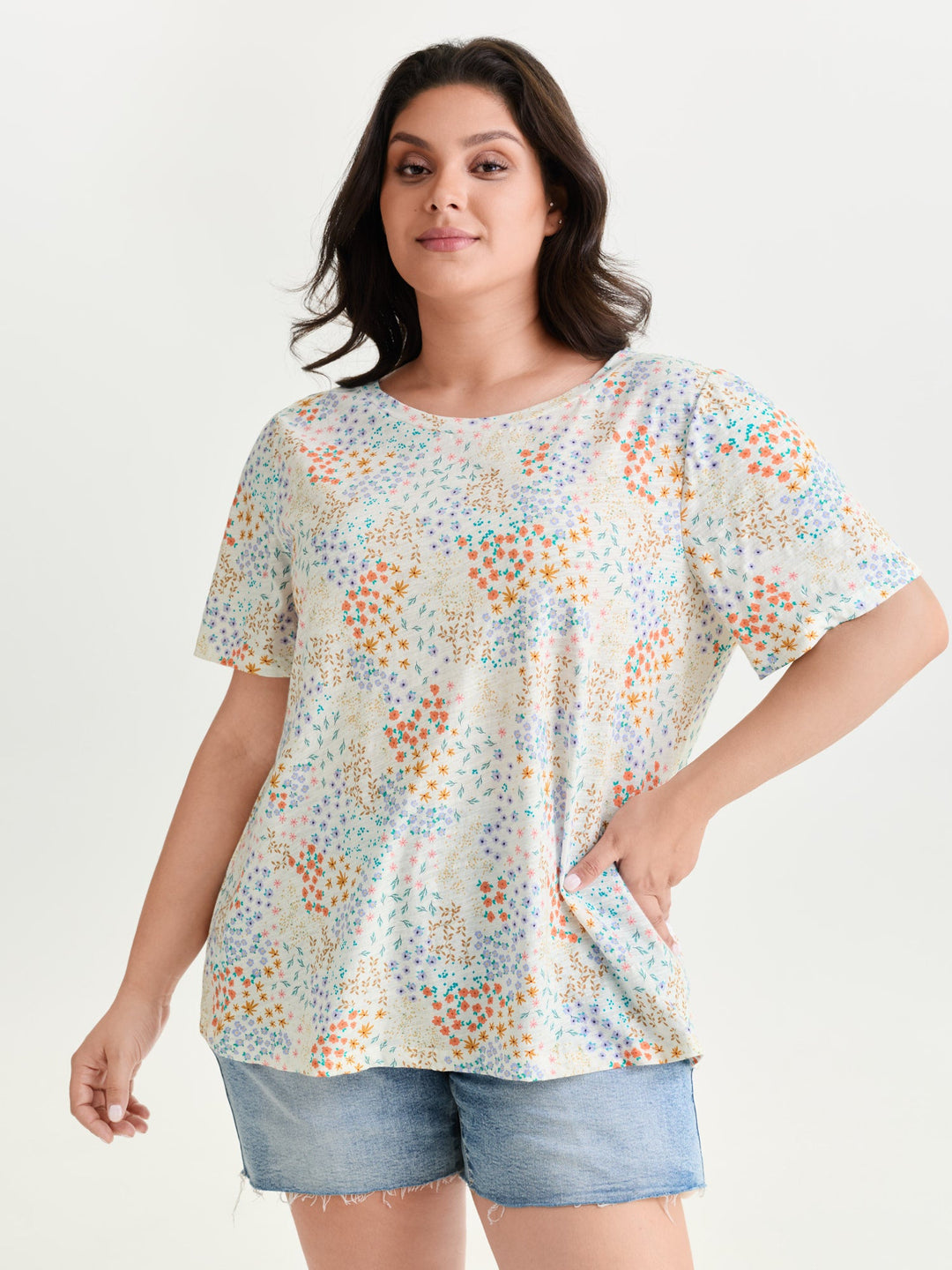 Pure Cotton Dense Floral Print T-Shirt