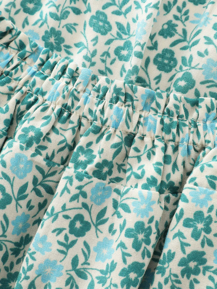 Floral Print Square Neckline Blouse