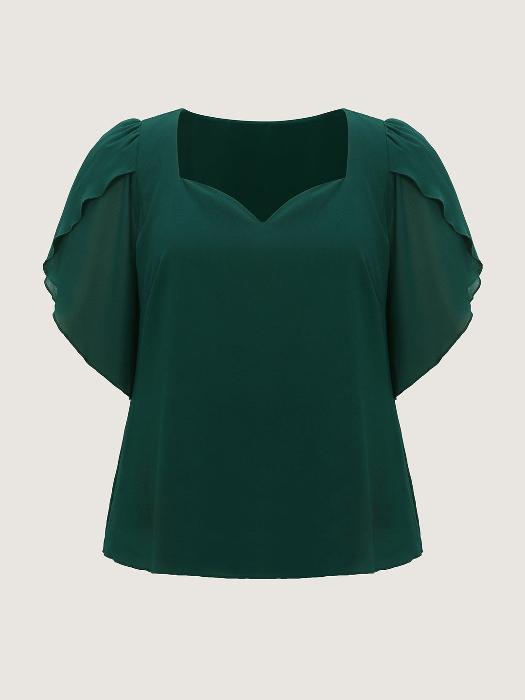 Petal Sleeve Sweetheart Neckline Blouse