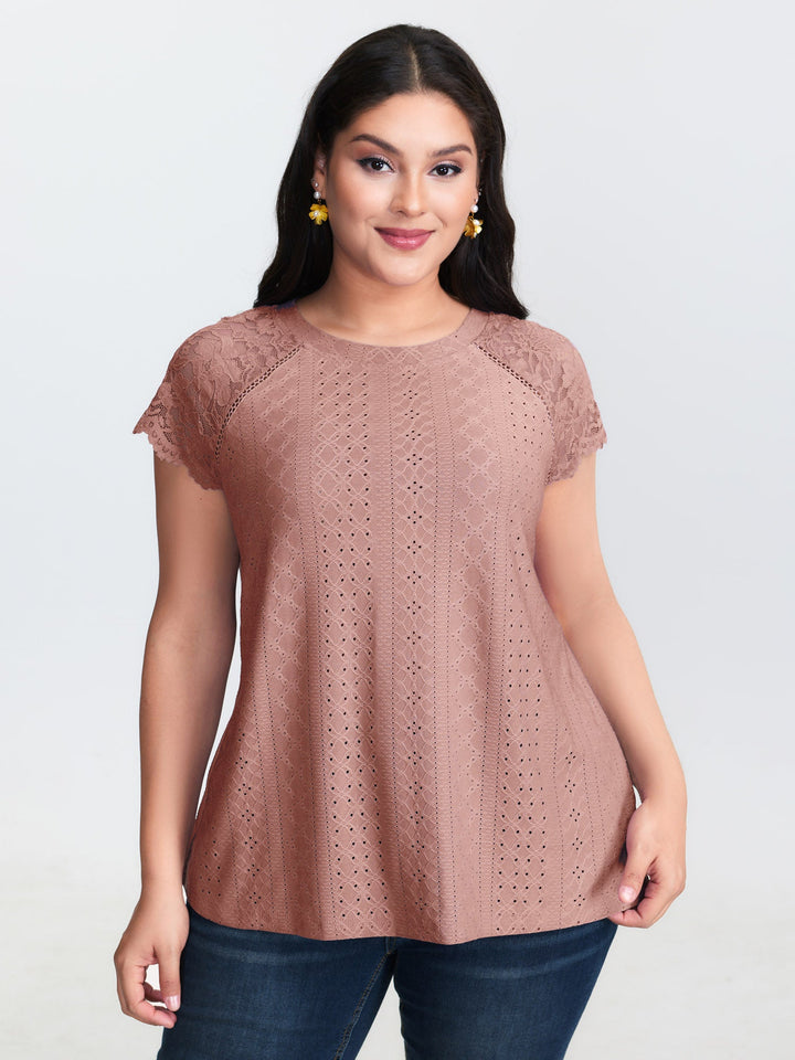 Lace Trim Back-Tie T-Shirt