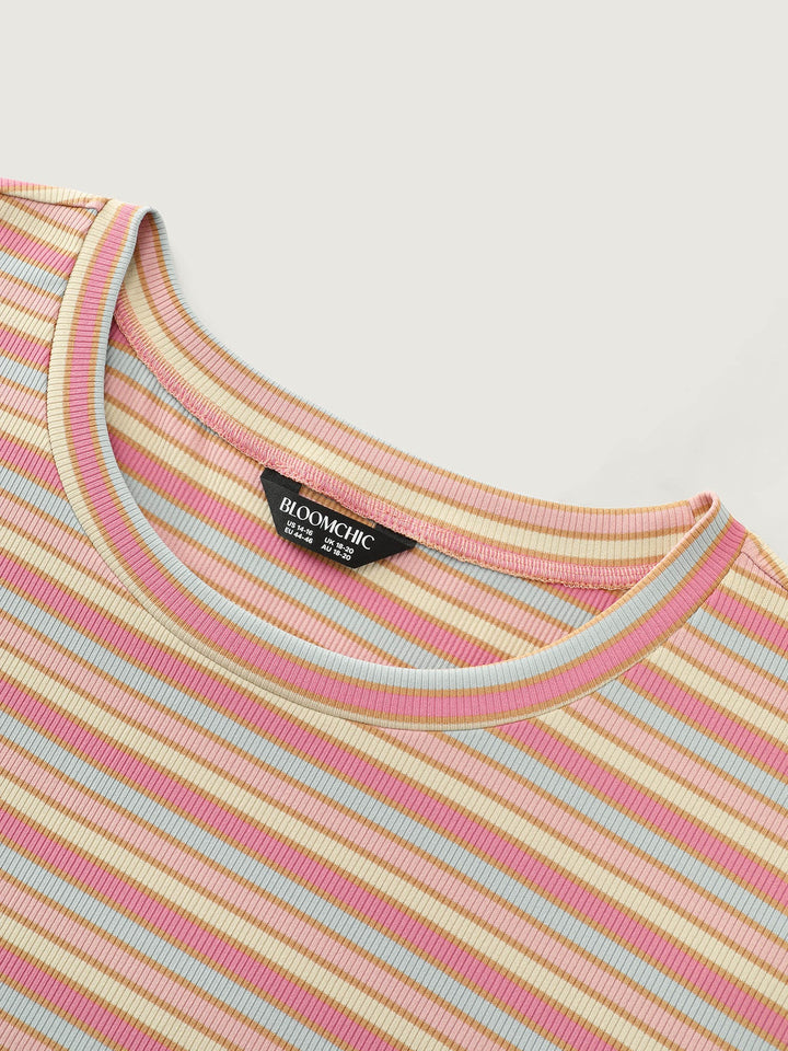 Striped Print Relaxed-Fit T-Shirt