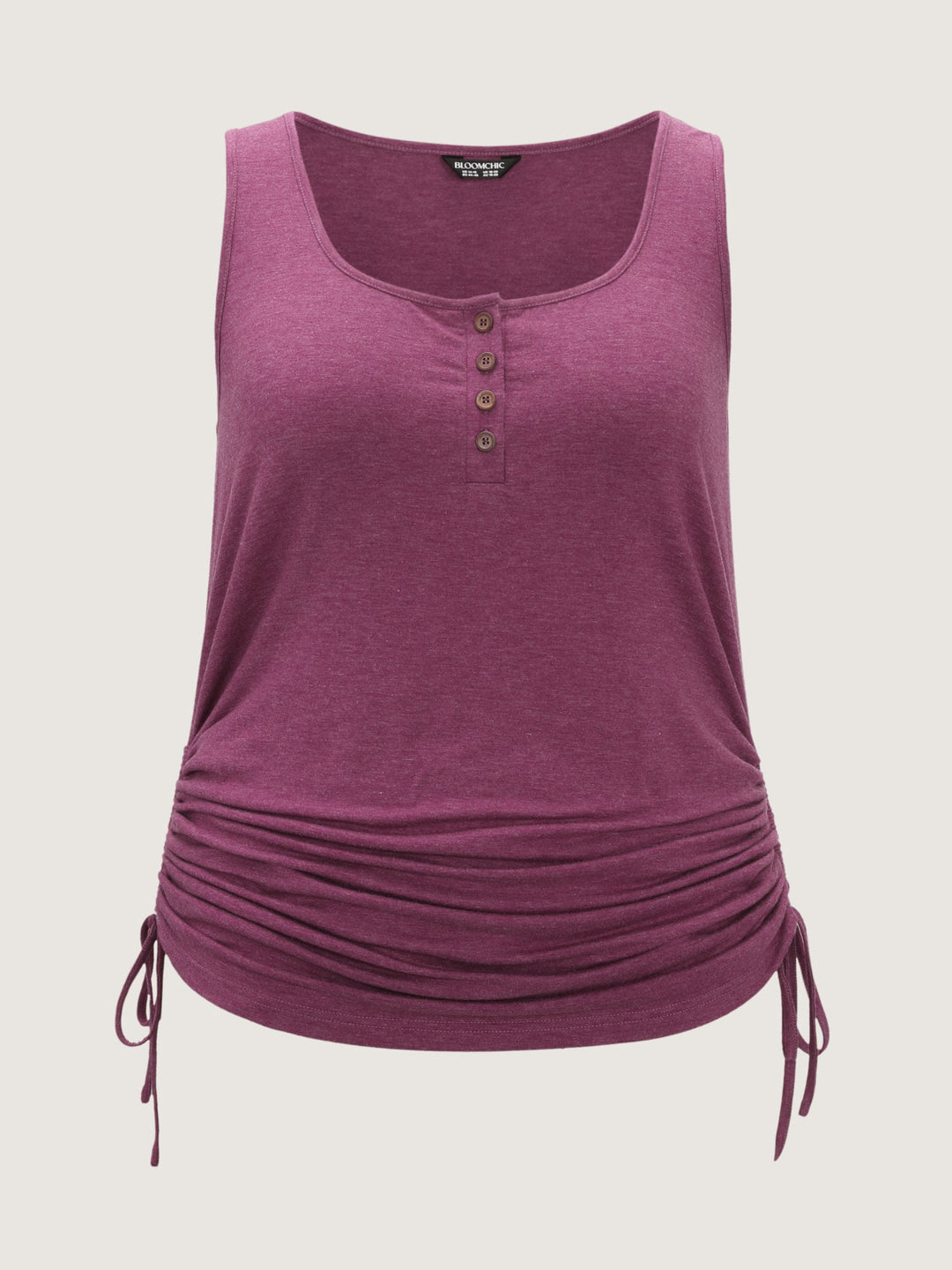 Supersoft Drawstring Ruched Scoop Neckline Tank Top