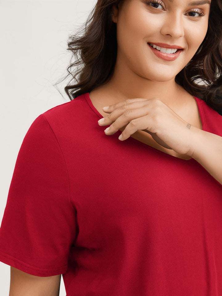 Cotton V Neck Plain Basic T-shirt