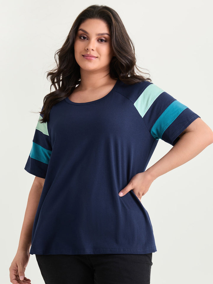 Supersoft Colorblock Sleeve Round Neck T-Shirt