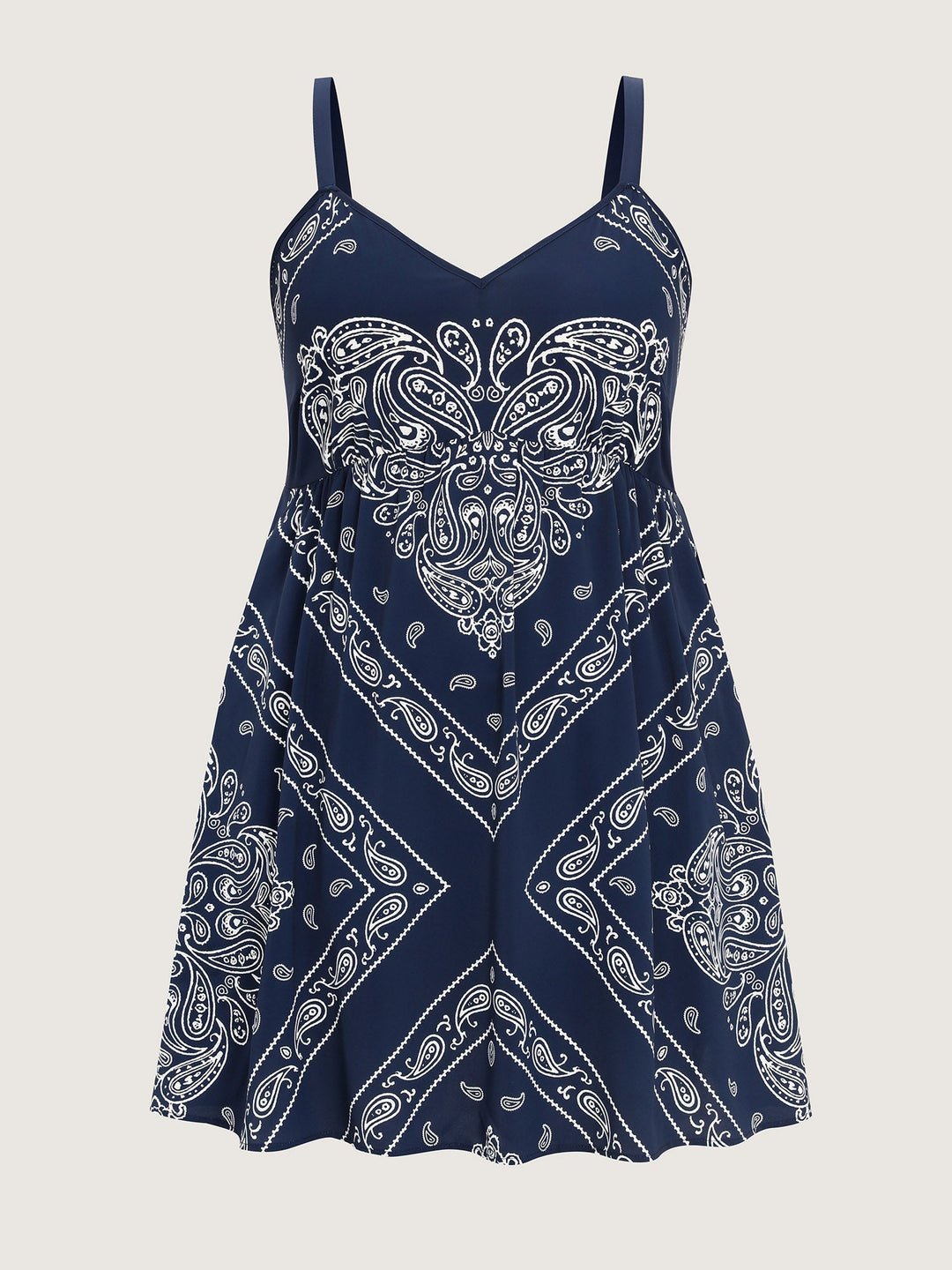 Geometric Stripe Shirred Back Mini Dress