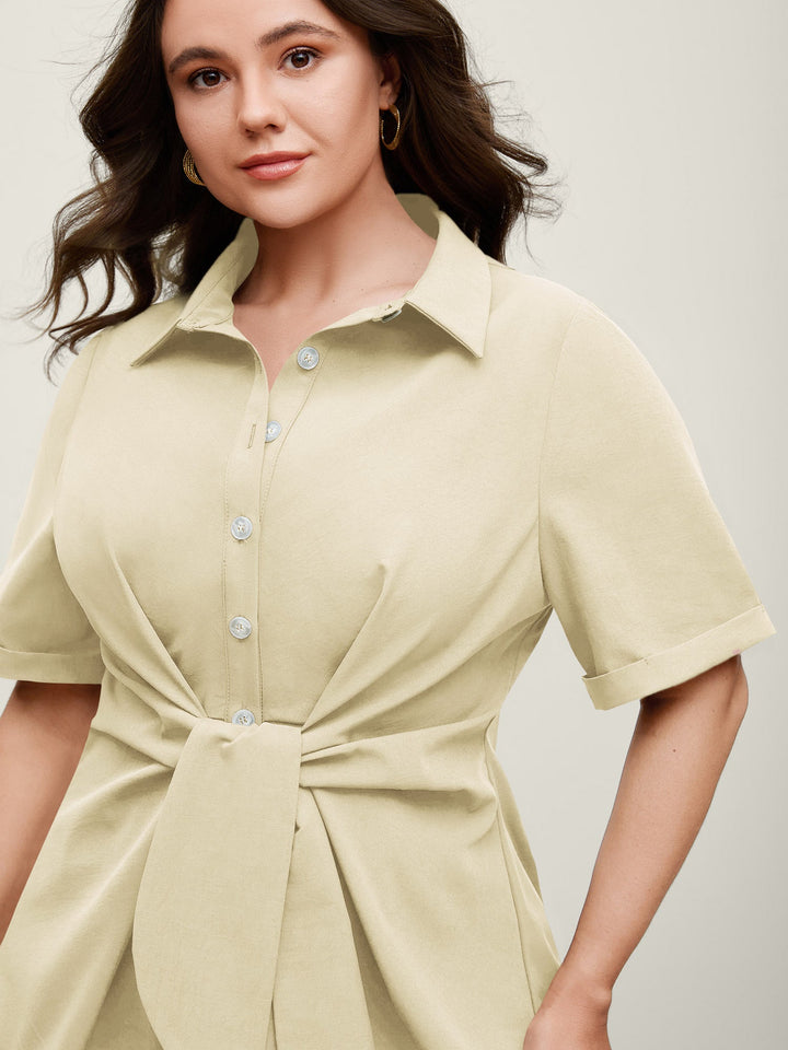 Knotted Front Asymmetrical Hem Blouse