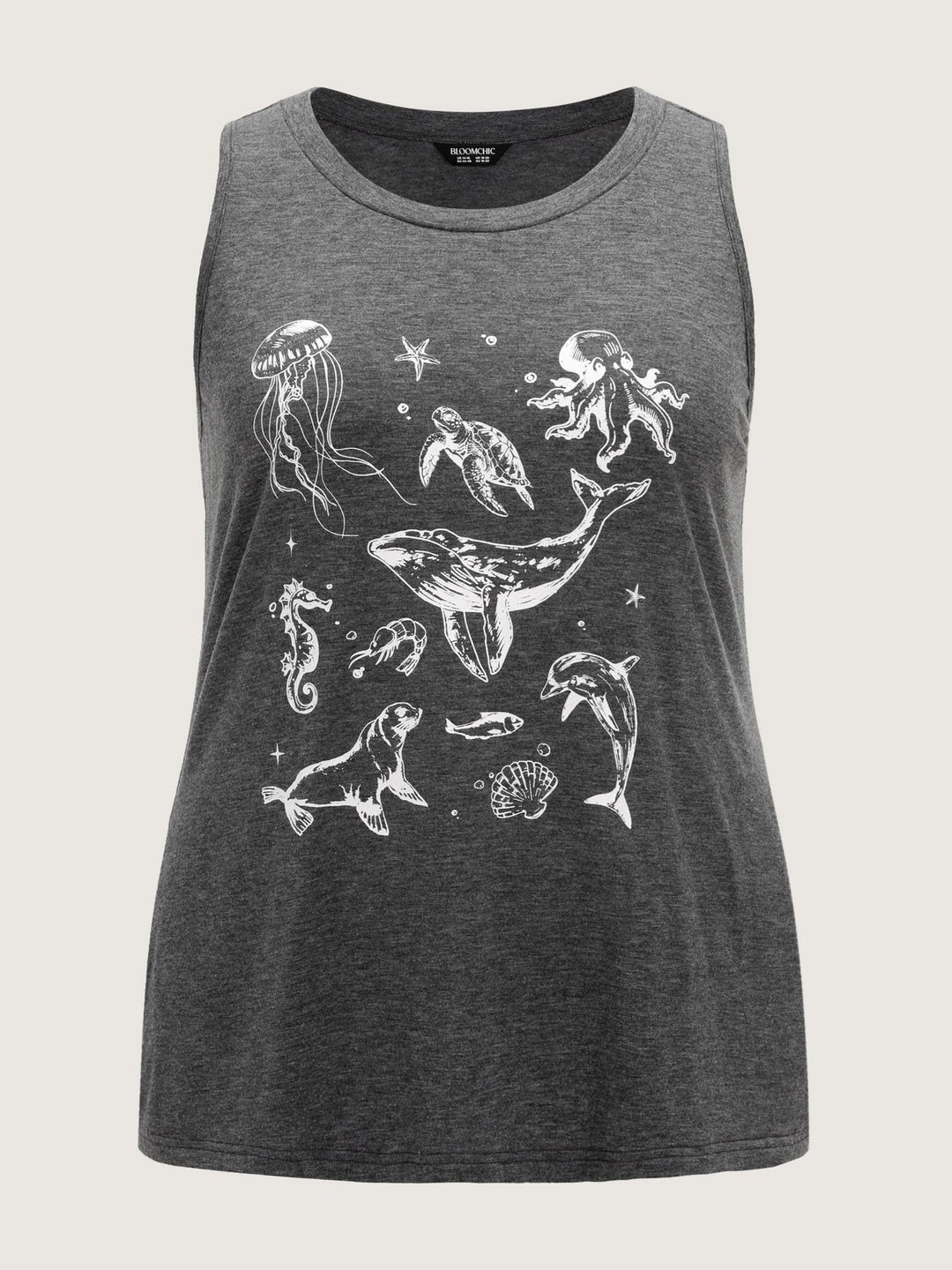 Supersoft Ocean Print Round Neck Tank Top