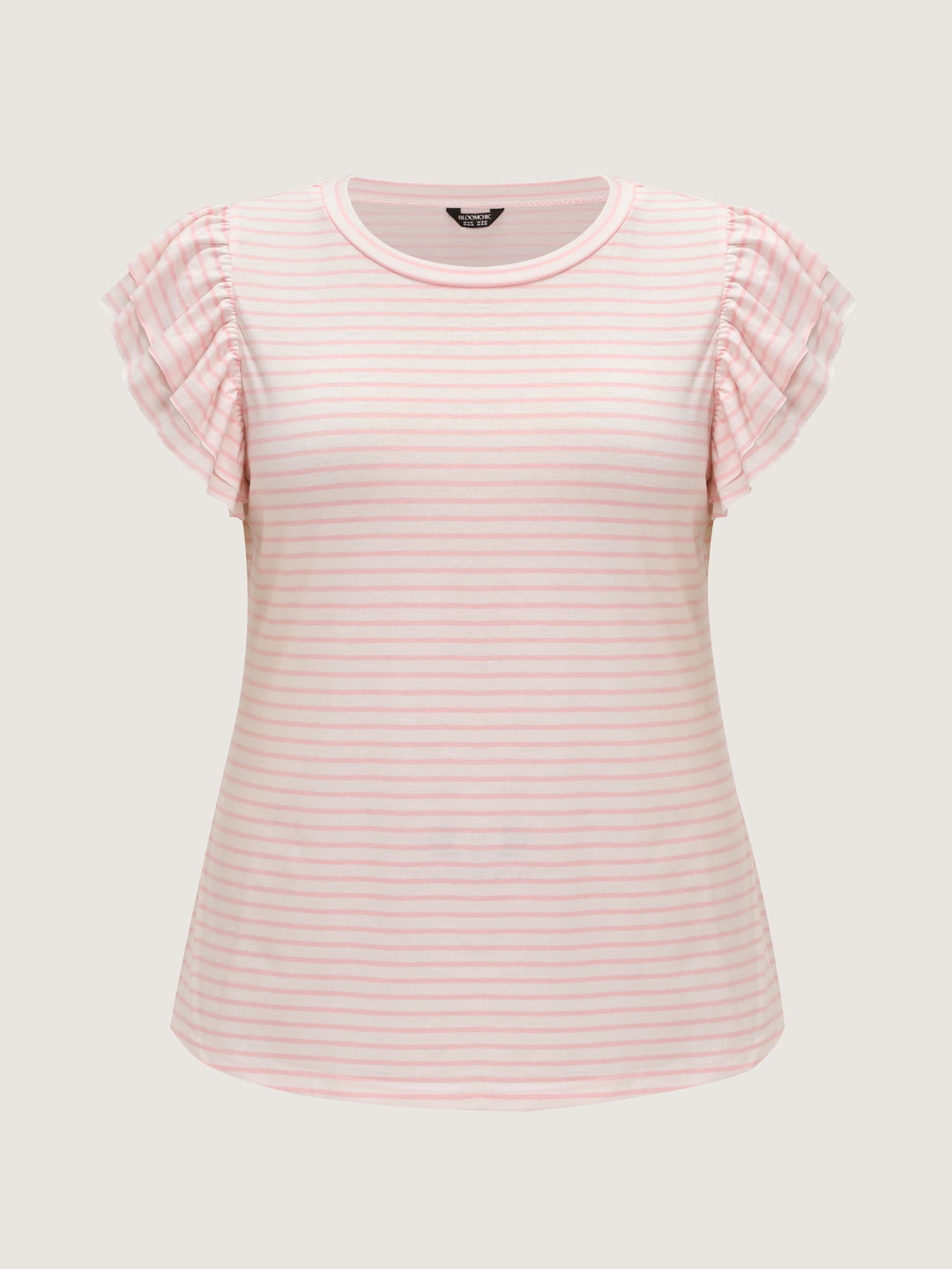 Supersoft Stretchy Sheer Ruffled Sleeve T-Shirt