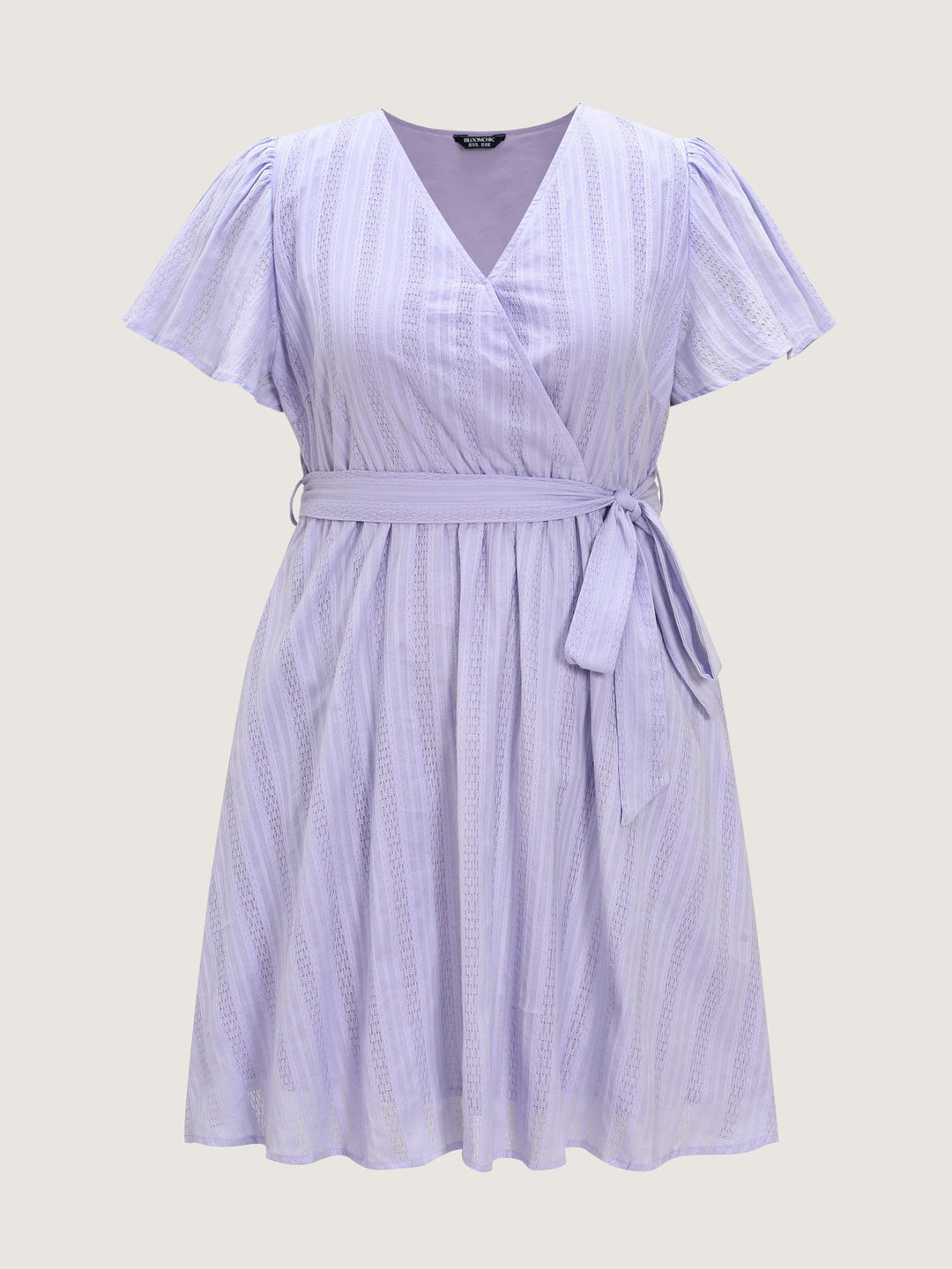 Cotton Textured Waist-Defining Tie Mini Dress