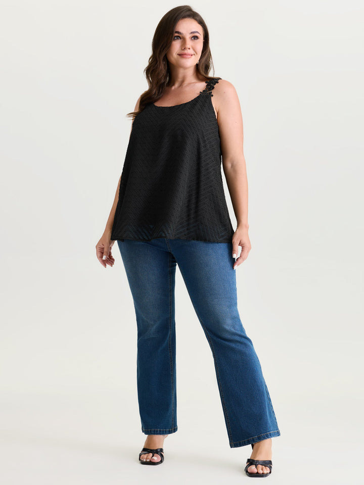 Lace Trim Flowy Tank Top